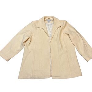 Irvine Park Women's Cream Wool Blazer 3XL‎ Plus Size Mid-Length Jacket